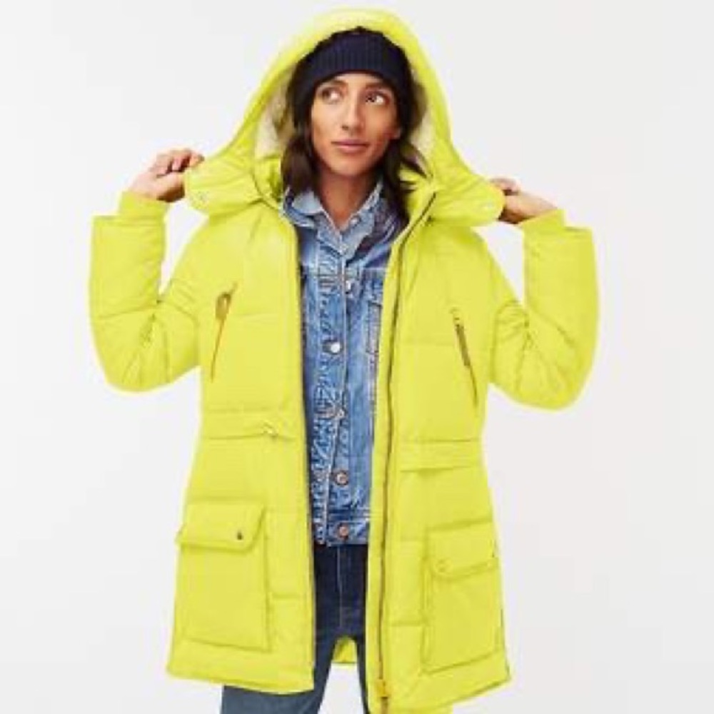 Jcrew Chateau Puffer Coat Vivid Chartreuse - new